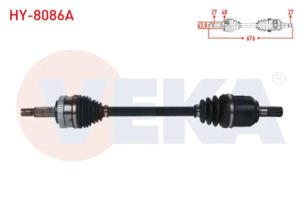 Komple Aks Sol Ön ABS li 48 Dıs Uzunluk 676mm Hyundai Ix35 1.6 GDI A-T 4X2 2010-/ Kia Sportage 1.6 GDI A-T 4X2 2010 -
