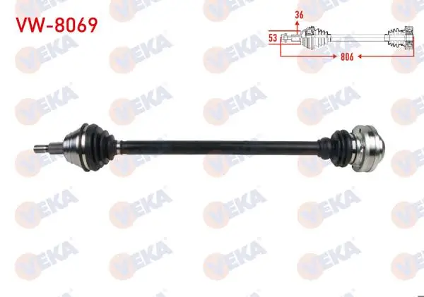 Komple Aks Sağ On Uzunluk 806mm VW Golf IV (1J1) 1.9 TDI 97-05 / Bora (1J2) 1.9 TDI 98-05 / Audi A3 (8L1) 1.8 T-1.9 TDI 96-03 / Seat Leon (1M1) 1.9 TDI 99-06 / Skoda Octavia (1U2) 1.9 TDI 96-04