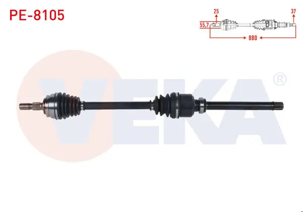 Komple Aks Sağ On Uzunluk 880mm Peugeot 208 II 1.2-1.5 Bluehdı A-T 2019-/ Opel Corsa F 1.2-1.5 D A-T 2019 -