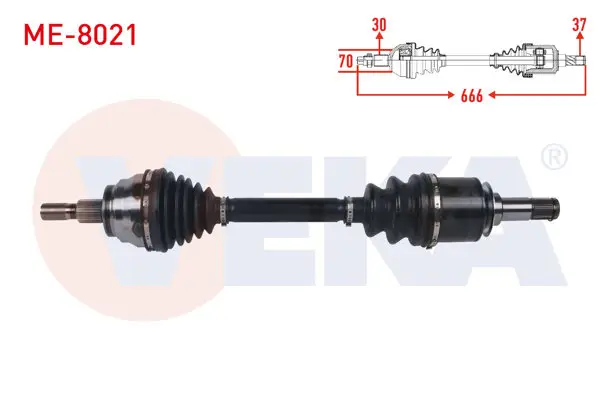 Komple Aks Sol Ön Uzunluk 666mm Mercedes Gl-Serisi (X164) 320 CDI-350 CDI 7 A-T 2006-2012 / M Serisi (W164) 280 CDI-320 CDI-350 CDI 7 A-T 2005-2011