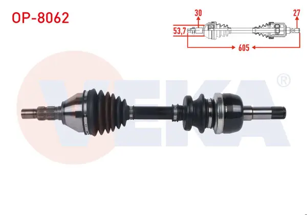 Komple Aks Sol-Sağ On Uzunluk 605mm Opel Vectra C 1.9 CDTI M-T (F40 Snz) 2002-2008