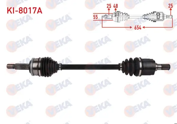 Komple Aks Sol Ön ABS li 48 Dıs Uzunluk 654mm Kia Rio III (Ub) 1.2 Cvvt 2014-2017
