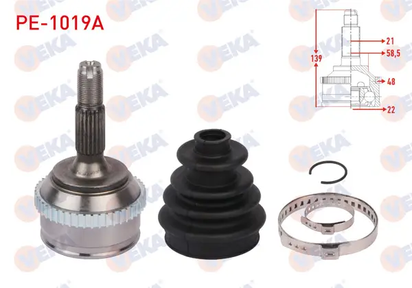 Aks Kafası Sol-Sağ On Dıs ABS li 48 Dıs Uzunluk 139mm Peugeot 106 II 1.4İ, 1.6İ Gtı 1996-2002