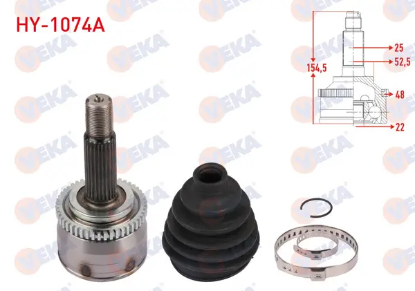 Aks Kafası Sol-Sağ On Dıs ABS li 48 Dıs Uzunluk 154,5mm Hyundai i20 (Pb, Pbt) 1.4 Cvvt A-T 2008-2015