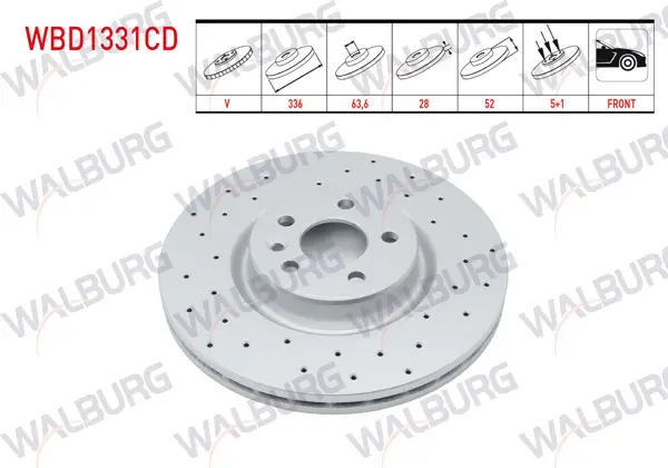 Fren Diski Ön Havalı Kaplamalı Performans Delikli 5 Bjn 336X28x63,6X52 Volvo S60 II T3-T4-T5-D3-D5 18-19 Jant 2010-/ S80 II D3-5-T5-6 2006-/ V60 T6-5-D5-3 2010-/ V70 III 2006-/ Xc70 II D3-5 2007 -