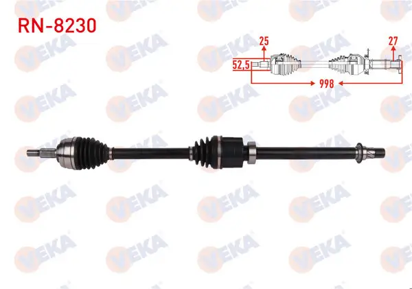 Komple Aks Sağ On Uzunluk 998mm Renault Megane IV 1.3 TCE-1.5 Blue DCI (Euro 6) 7 A-T (Snz-Dw5) 2016 -