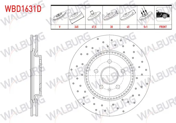 Fren Diski Ön Havalı Performans Delikli 5 Bjn 18 Jant 345X30x67,5X45 Opel Insignia B 1.6 CDTI-1.6T-2.0 4X4 Gsı 2017-