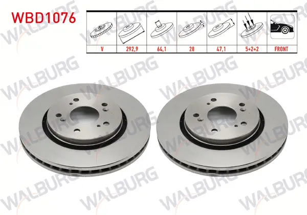 Fren Diski Ön Havalı 5 Bjn 292,9X28x64,1X47,1 Honda Cr-V III 2.0 I-Vtec-2.2İ Ctdı 2006-2012 / Cr-V IV 1.6İ Dtec-2.0-2.2İ 2012-2014
