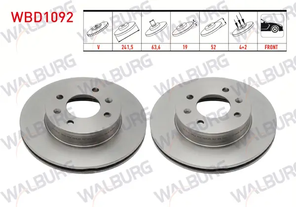 Fren Diski Ön Havalı 4 Bjn 241,5X19x63,6X52 Hyundai Accent Admıre 1.3-1.6-1.5 CRDI 2003-2006 / Accent II (Lc) 1.3-1.5İ-1.6İ 2000-2005 / Accent Mılenıum 1.3-1.5-1.5 CRDI 2000-2003