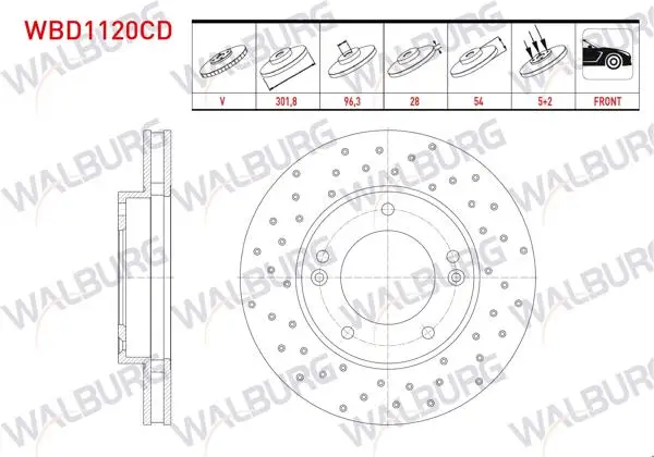 Fren Diski Ön Havalı Kaplamalı Performans Delikli 5 Bjn 301,8X28x96,3X54 Kia Sorento I (Jc) 2.5 CRDI 2002-2009 / Sorento I (Jc) 2.4İ 2002-2009