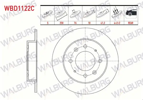 Fren Diski Arka Düz Kaplamalı 4 Bjn 258X10x76x41,3 Kia Cerato (Ld) 1.5 CRDI 2004-2012 / Cerato (Ld) 1.6İ 2004-2012