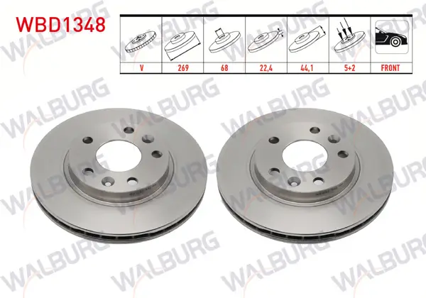 Fren Diski Ön Havalı 5 Bjn 269X22.4X68x44,1 Renault Megane IV Sedan (Lv-) 1.5 DCI 2016-/ Duster 1.6 16V 105 Hp 2009-2012 / Megane IV Sedan (Lv-) 1.2 TCE / Duster 1.5 DCI 2009-2012