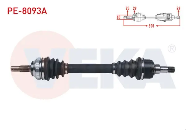 Komple Aks Sol Ön Peugeot 306 (7B,N3,N5) 1.6İ M-T ABS li 29 Dıs Uzunluk 608 mm 1993-2002