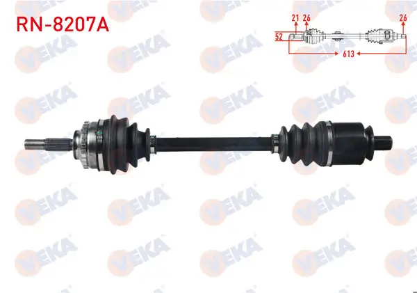 Komple Aks Sol Ön Renault Clio II (Bb0 / 1 / 2,Cb0 / 1 / 2) 1.4İ 16V A-T ABS li 26 Dıs Uzunluk 613 mm 1998-2005