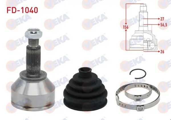 Aks Kafası Sol-Sağ On Dıs Ford Mondeo III 2.0İ 16V 27X26x56 Uzunluk 155,4 mm 2000-2007