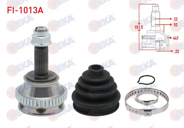 Aks Kafası Sol-Sağ On Dıs Fiat Palio (178Bx) (178Dx) 1.6İ 16V ABS li 44 Dıs 22X22x52 Uzunluk 149,2 mm 1996-2005