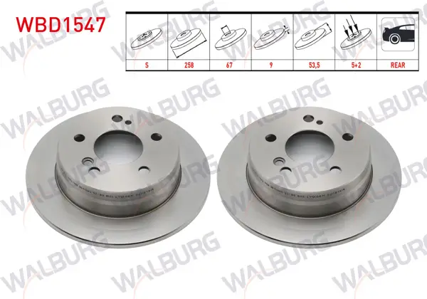 Fren Diski Arka Düz Mercedes 190 (W201) 2.0 5 Bjn 258X9x67x53,5 1982-1993