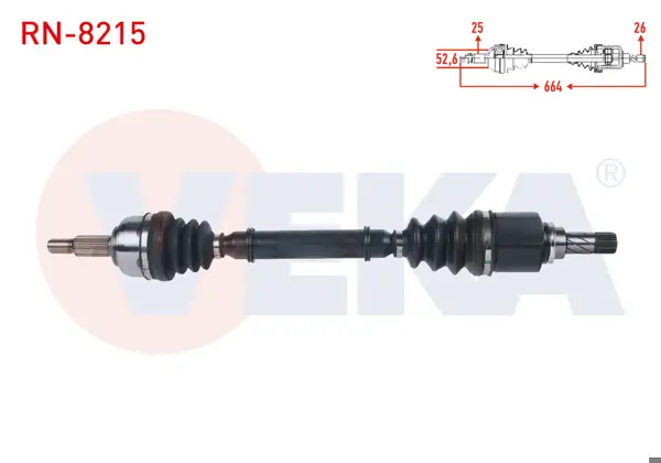 Komple Aks Sol Ön Uzunluk 664mm Renault Scenic II 1.6İ 16V-1.5 DCI M-T 2003-2009 / Grand Scenic II 1.6İ 16V M-T 2004-2009