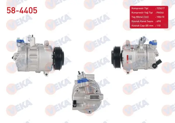 Klima Kompresörü 6Pk 110mm Audi A3 1.6 2003-2012 / Seat Leon 1.4 TSI 2005-2012 / Skoda Superb 1.6 TDI 2010-2015 / VW Caddy III 2.0 TDI 2004-2015 / Golf V 1.6İ 2003-2009 / Passat 1.6 TDI 2008-2012