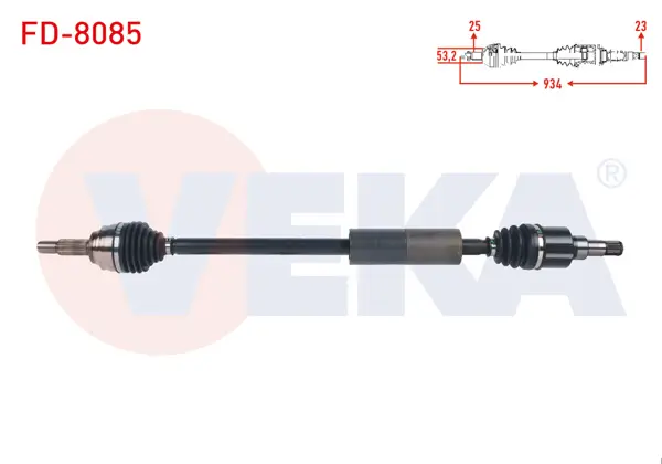 Komple Aks Sağ On Uzunluk 934mm Ford Fiesta VII 1.5 TDCI M-T 6 İleri 2017 -