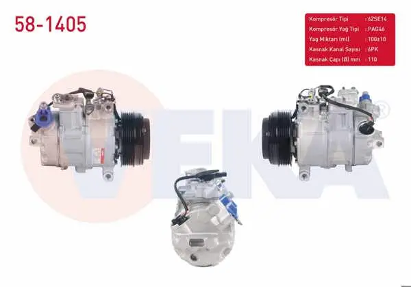 Klima Kompresörü 6Pk 110mm BMW 1 Serisi (E81) 116D-118D-120D 2004-2012 / 3 Serisi (E90) 318D-320D-330D 2005-2011 / 5 Serisi (E60) 520 D 2003-2010 / X1 (E84) 2.0 D 2011 -