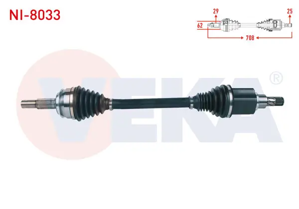 Komple Aks Sol Ön Uzunluk 708mm Nissan Qashqai (J11) 1.2 Dıg-T A-T 2014 -