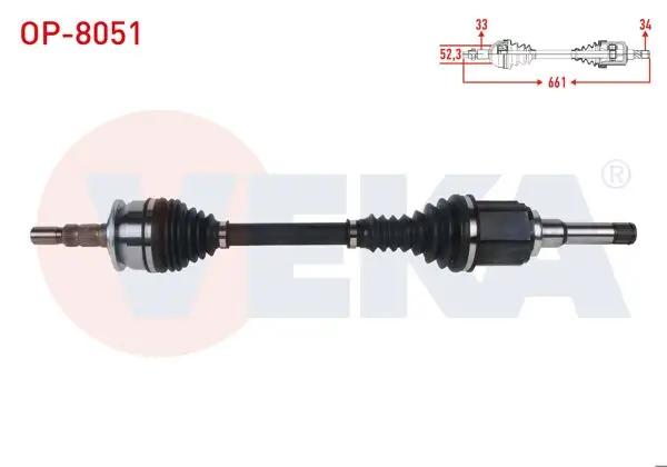 Komple Aks Sol Uzunluk 661mm Opel Astra K 1.6 CDTI-1.6 Turbo A / T 2015 -