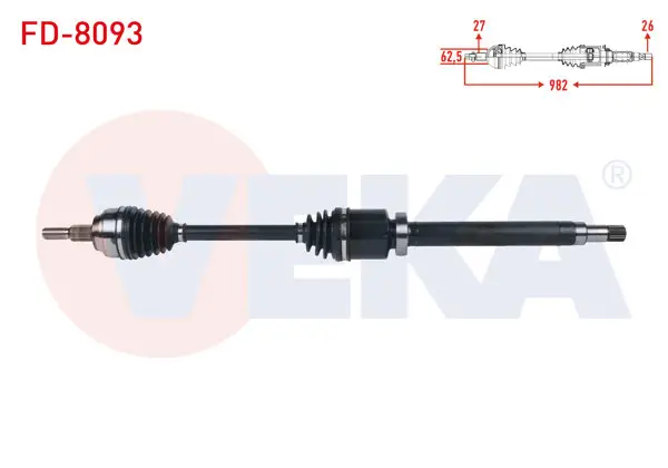Komple Aks Sağ On Uzunluk 982mm Ford Transit Connect 1.5 TDCI 100 Hp M-T 5 Vites 2013-/ Tourneo Connect 1.5 TDCI V408 100 Hp M-T 5 Vites 2013 -