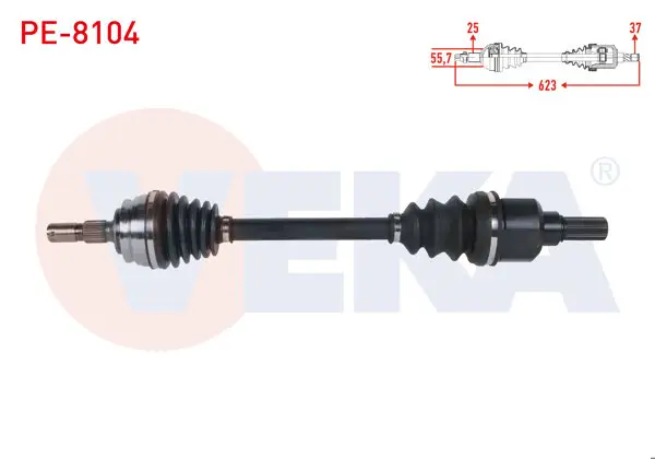 Komple Aks Sol Ön Uzunluk 623mm Peugeot 208 II 1.2-1.5 Bluehdı A-T 2019-/ Opel Corsa F 1.2-1.5 D A-T 2019 -