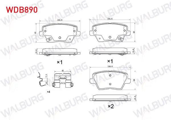 Fren Balata Arka Ikazlı Hyundai i30 1.4 Mpı-1.4 T-GDI-1.6 CRDI 2016-/ Kia Ceed 1.4-1.4 T-GDI-1.6-1.6 CRDI 2018-/ Xceed 1.6 CRDI 2019 -