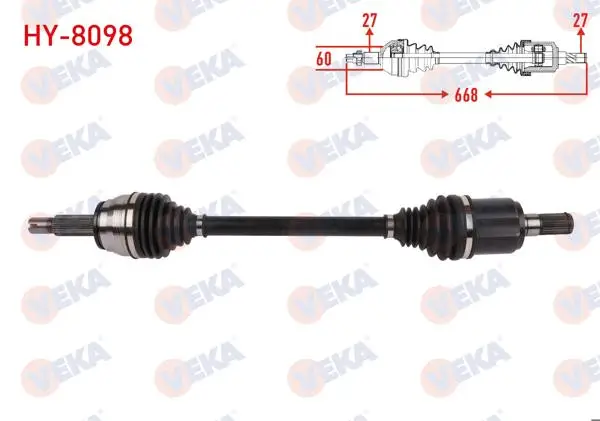 Komple Aks Sol Ön Uzunluk 668mm Hyundai Elantra 1.6 D-Cvvt 6 A-T 2016 -