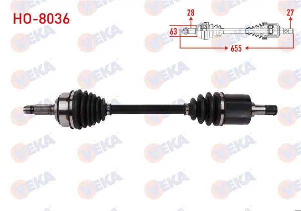 Komple Aks Sol Ön Uzunluk 655mm Honda Accord VII (Cl) 2.0 16V 2003-2008