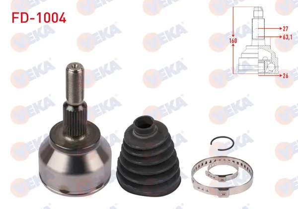 Aks Kafası Sol-Sağ On Dıs Uzunluk 160mm Ford Focus 1.6 TDCI A-T 2015 -