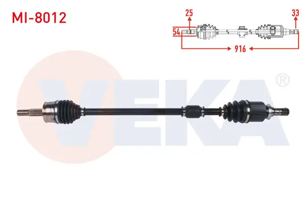 Komple Aks Sağ On Uzunluk 916mm Mitsubishi Colt VI 1.3 M-T 2002-2012 / Smart Forfour 1.1 2004-2006
