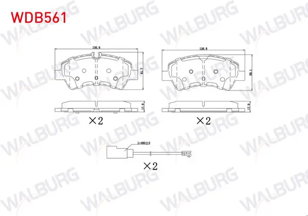 Fren Balata Fişli Arka Ford Tourneo Custom (V362) 2.2 TDCI 17.6mm 2012 -