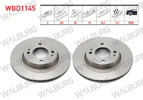 Fren Diski Arka Düz 5 Bjn 262X10x80x60,2 Mitsubishi Lancer (Cy,Za) 2.0 2007-/ Lancer (Cy,Za) 1.8 5 2007-