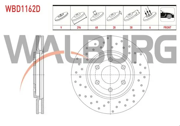 Fren Diski Ön Havalı Performans Delikli 6 Bjn 296X28x68x38 Nissan Navara (D40) 2.5 DCI 2005-2015 / Pathfinder (R51) 2.5 DCI 2005-