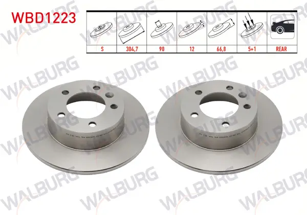 Fren Diski Arka Düz 5 Bjn 304,7X12x90x66,8 Renault Master II (Fd) 1.9 DCI-2.5 DCI 1998-2010 / Master III (Fv) 2.5 DCI 2010-/ Opel Movano A 1.9 Dtı-2.5 Dtı 2001-2010
