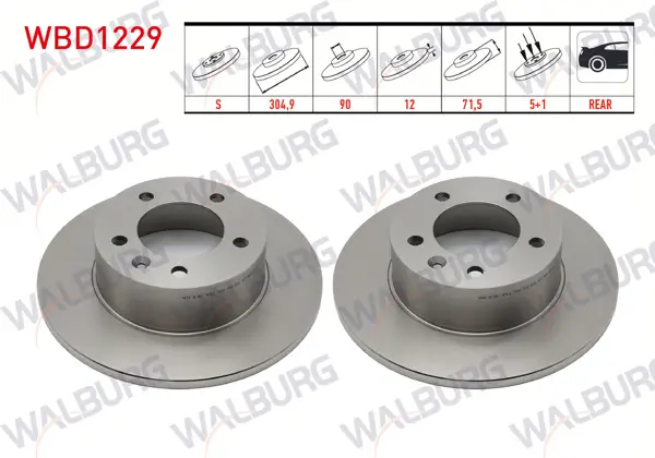Fren Diski Arka Düz 5 Bjn (Bjn Delik Cap 15,5mm) 304,9X12x90x71,5 Renault Master III (Fv) 2.3 DCI 2010-
