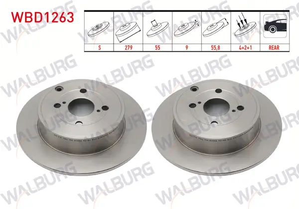 Fren Diski Arka Düz 4 Bjn 279X9x55x55,8 Toyota Corolla (_E12_) 1.4 D-4D 2002-2007 / Corolla 2.0 D 2002-2007 / Corolla 2.0 D-4D 2002-2007