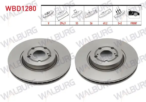 Fren Diski Ön Havalı 5 Bjn 294,9X26x55x49,2 Toyota Avensis (T25) 2.0 D-4D 2003-2008