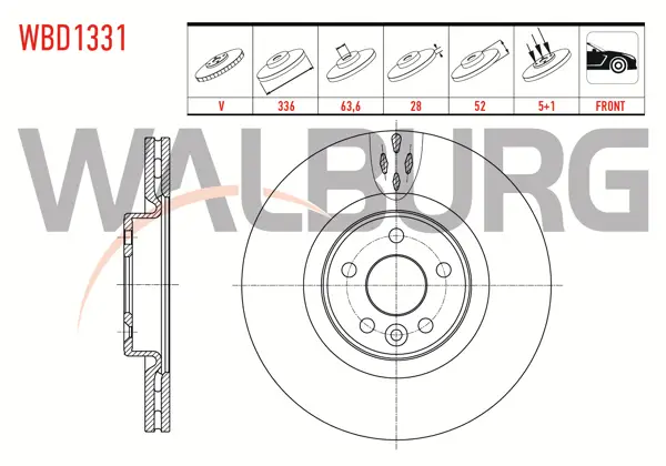 Fren Diski Ön Havalı 5 Bjn 336X28x63,6X52 Volvo S60 II T3-T4-T5-D3-D5-2.0T 18-19 Jant 2010-/ S80 II D3-5-T5-6 2006-/ V60 T6-5-D5-3-1.6D-2.0T 2010-/ V70 III 2.0 T-1.6D-2.0D 2006-/ Xc70 II D3-5-3.2İ 2007-