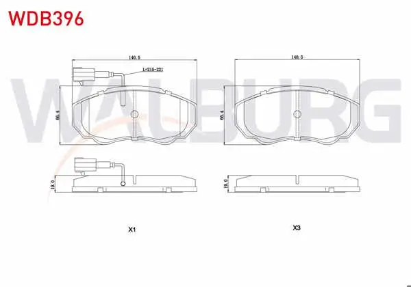 Fren Balata Ön Fişli Fiat Ducato 2.8 TDI 2002-2006 / Ducato 2.3 JTD 2002-2006 / Ducato 2.0 JTD 2002-2006 / Peugeot Boxer II 2.0 HDI 2002-2006 / Citroen Jumper II 1.9 D 2002-2006 / Jumper II 2.8 HDI 2002-2006