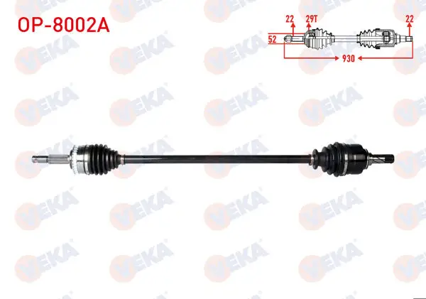 Komple Aks Sağ On ABS li 29 Dıs Uzunluk 930mm Opel Corsa C 1.3 CDTI, 1.2 2000-2006