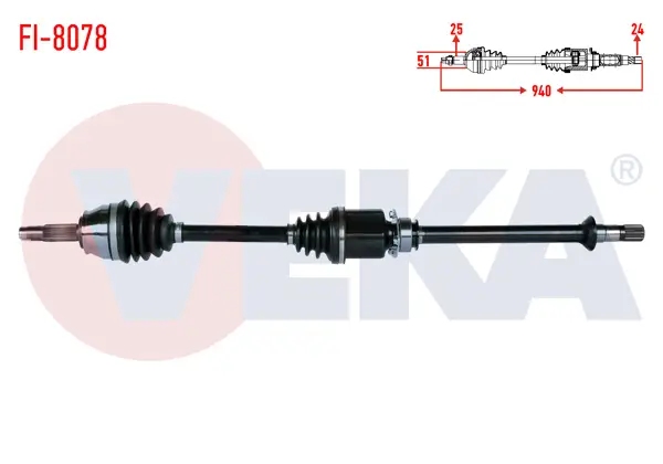 Komple Aks Sağ On Fiat Doblo (119,123) 1.3 Mjt M-T Uzunluk 940 mm 2005-2010