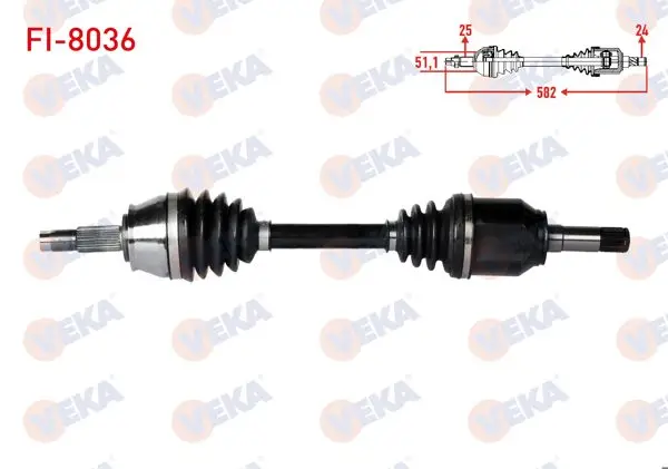Komple Aks Sol Ön Fiat Linea 1.3 Mjt 90 Hp Uzunluk 582mm 2007 -
