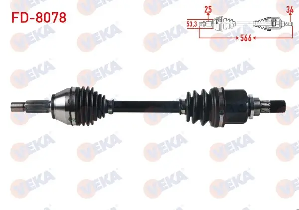 Komple Aks Sol Ön Ford Fiesta VI 1.0-1.6 Ti A-T 2012-/ B-Max 1.6İ A-T Uzunluk 566mm 2012 -