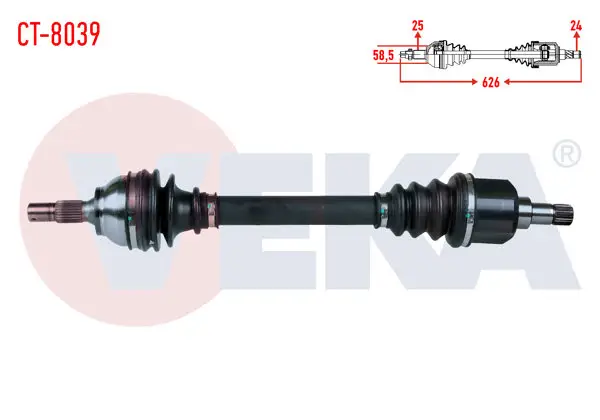 Komple Aks Sol Ön Citroen C4 (B7) 1.6 HDI A-T / M-T Uzunluk 626mm 2009 -