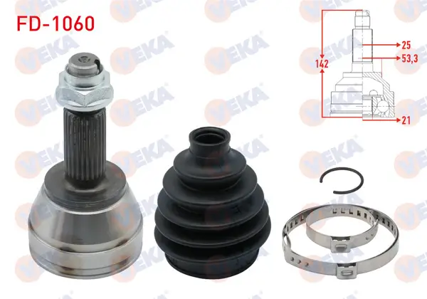 Aks Kafası Sol-Sağ On Dıs 25X21x53,3 Uzunluk 142,5mm Ford Tourneo-Transit Courıer 1.5 TDCI 2014 -