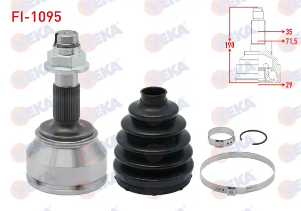 Aks Kafası Sol-Sağ On Dıs 35X29x71.5 Uzunluk 198mm (Dıstan Sekmanlı) Fiat Ducato (250) 3.0 Mjt 2006-2014 / Citroen Jumper III 3.0 HDI A-T, M-T 2006-2014 / Peugeot Boxer III 3.0 HDI A-T, M-T 2006-2014